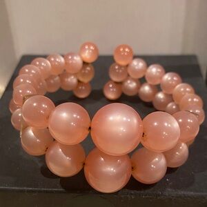 Elegant Pink Moonglow Lucite Coil Beaded Bracelet